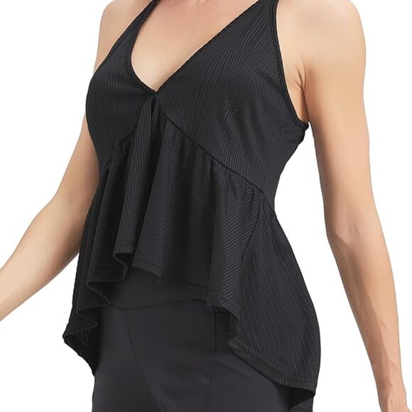 NWT! Cute and Flirty Sleeveless Top w/ Tapered Ruffle Hem & Racerback Design- LG - Picture 3 of 15